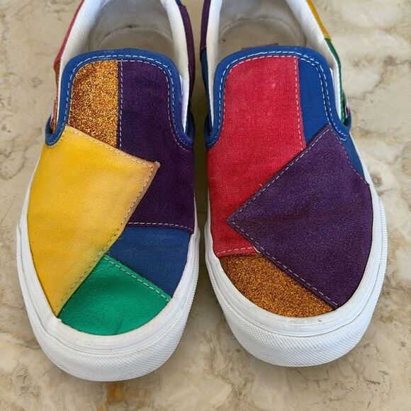 Rare VANS Pride Patchwork SLIP ON Skate Shoes UNISEX Women’s SZ 7.5 /Men’s Sz 6 - Picture 8 of 11